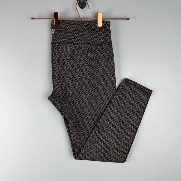 Athleta Pants - Athleta Womens Large Chaturanga 7/8 Crop Legging Pants Charcoal Gray Herringbone